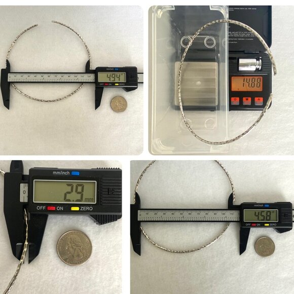 Sterling Silver 925 Flexible Hammered Torque Collar Choker Necklace 14.75" - Picture 10 of 16